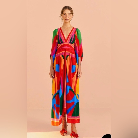 Women's Colorful Leaves Maxi-Dress Size Small NWT - Picture 2 of 9